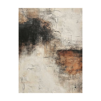 General Abstract Beige Brown Wabi-Sabi Impasto Relief Tactile Canvas Artwork with Scraped Textures AURA635
