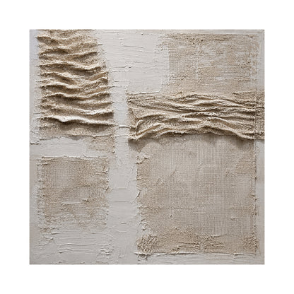 Soft Fold, Beige Brown Mesh and Plaster Textured Painting AURA857