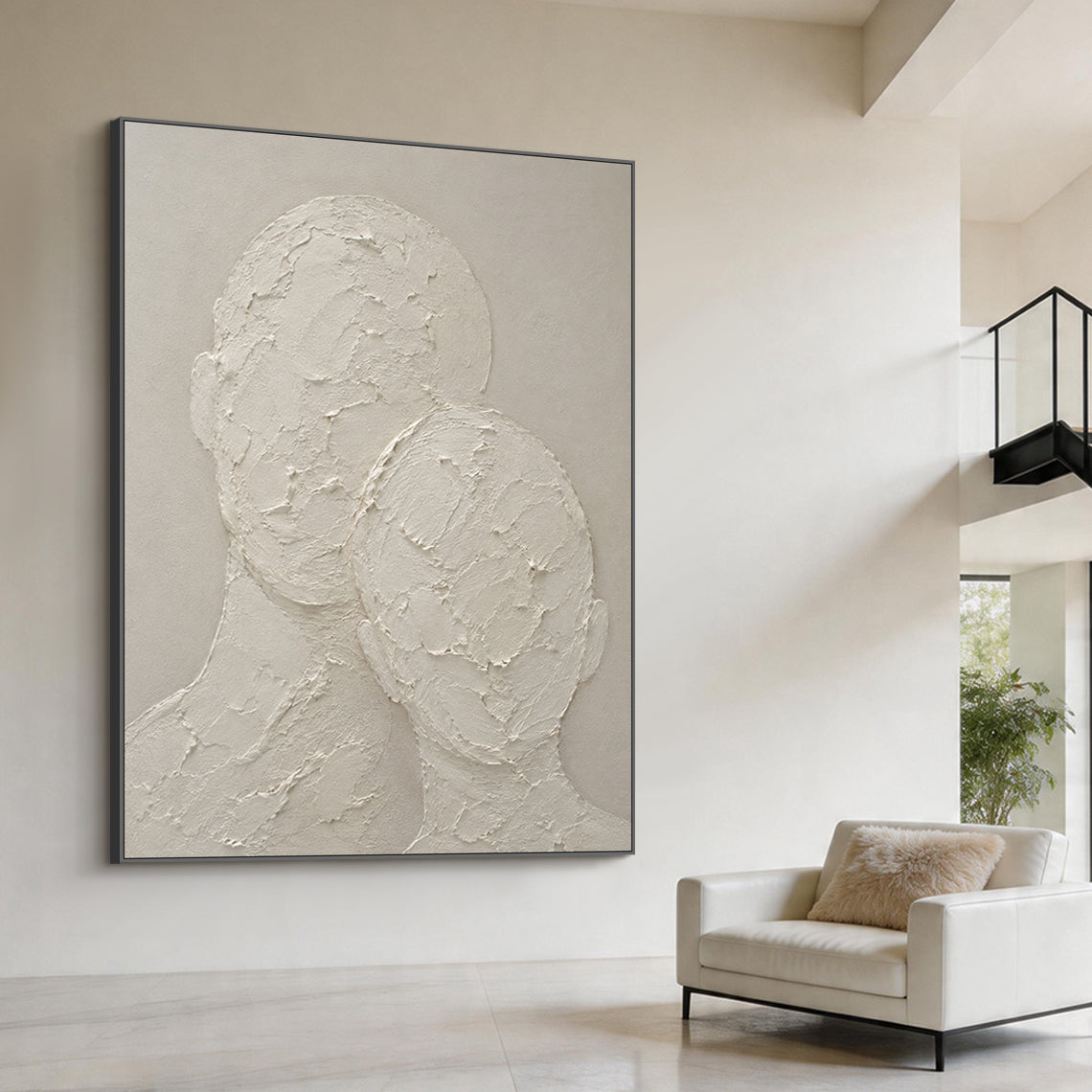 Wabi Sabi Beige 3D Textured Abstract Figurative Japandi Minimalist Knife Stroke Plaster Canvas Wall Art AURA704