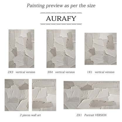 Gray 3D Textured Plaster Painting Japandi Wabi-Sabi Knife Stroke Tactile Abstract Minimalist Luxe Wall Decor AURA764