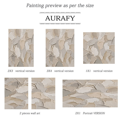 3D Textured Beige Plaster Painting Wabi-Sabi Japandi Knife Stroke Sculpted Canvas Tactile Minimalist Wall Art AURA761