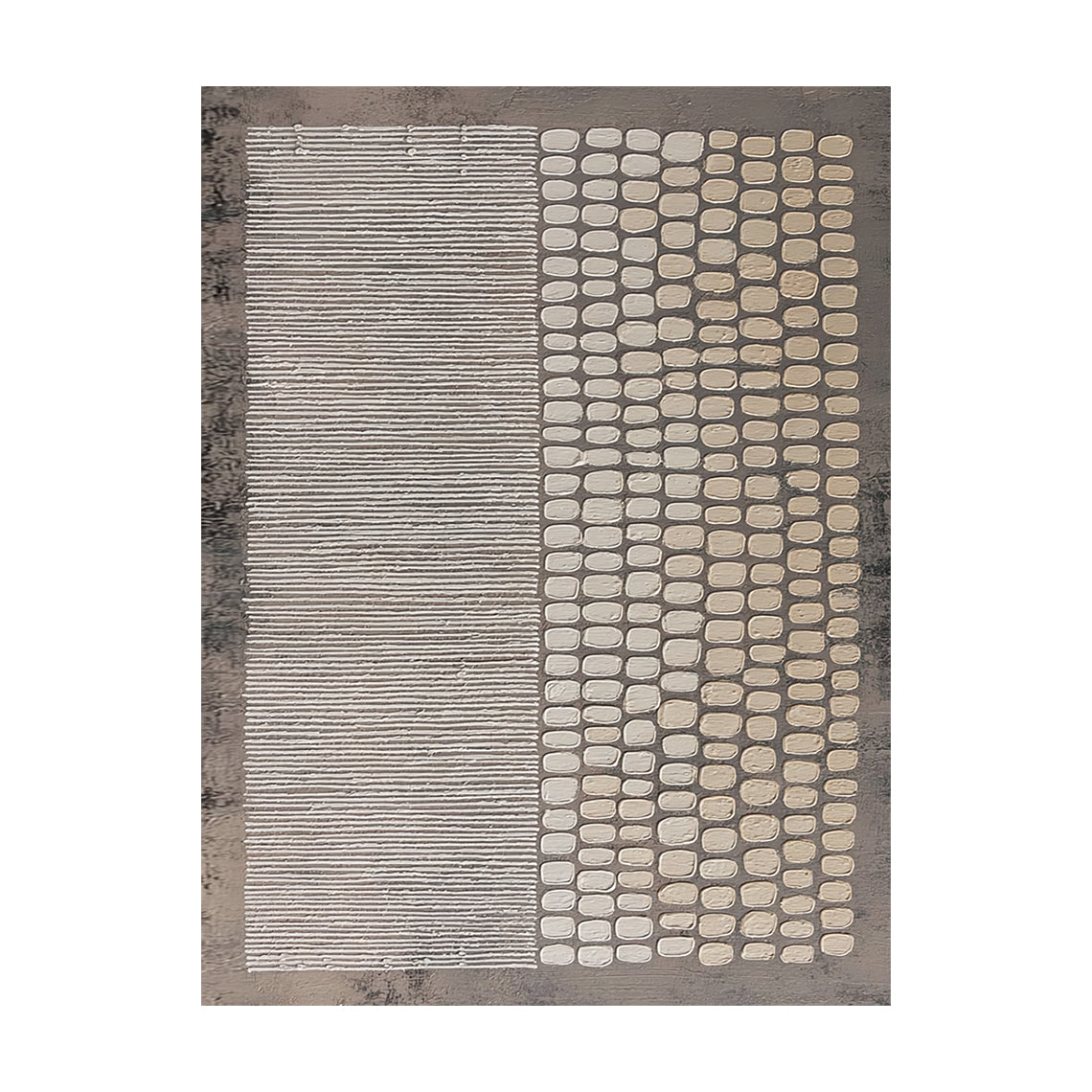 General Abstract Brown Gray Handcrafted Impasto Tactile Art with Linear and Organic Patterns AURA601