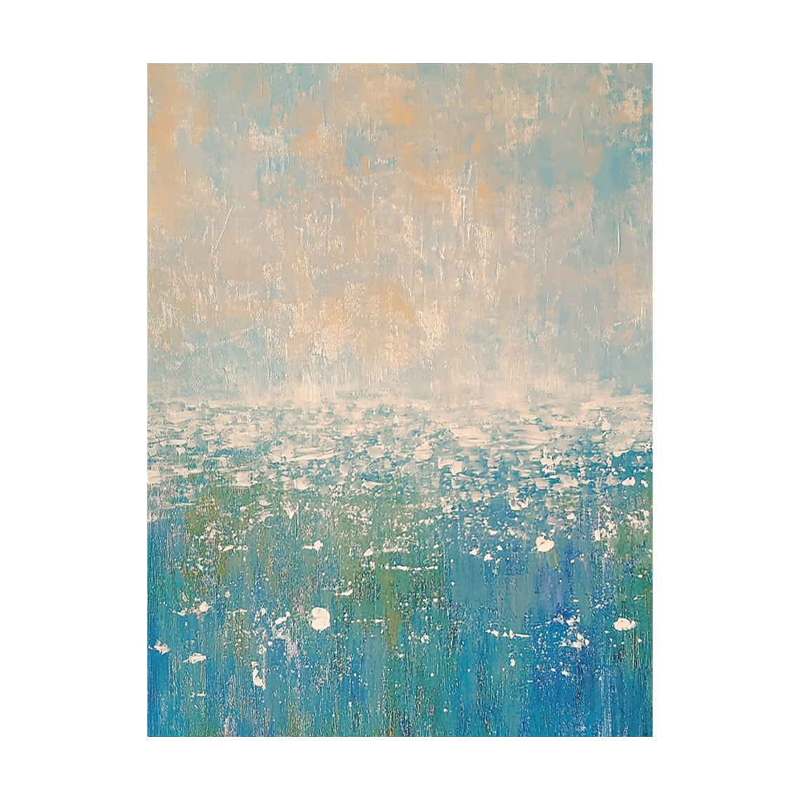 Abstract Beige Blue Art Tactile Surface Knife Strokes Modern Organic Textured Canvas AURA615