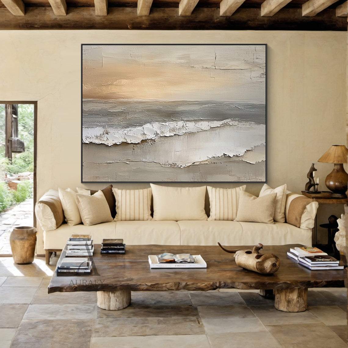 Minimalist Neutral Shoreline Wall Art - AURA688