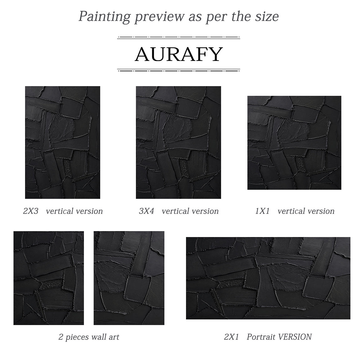 Black 3D Textured Abstract Painting High-Relief Plaster Knife Stroke Minimalist Japandi Wabi Sabi Wall Decor AURA770