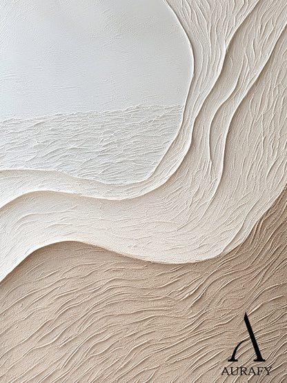 Minimalist Wall Art Plaster Textured Japandi Wabi Sabi Beige High Relief Sculpted Canvas Abstract Artwork AURA539