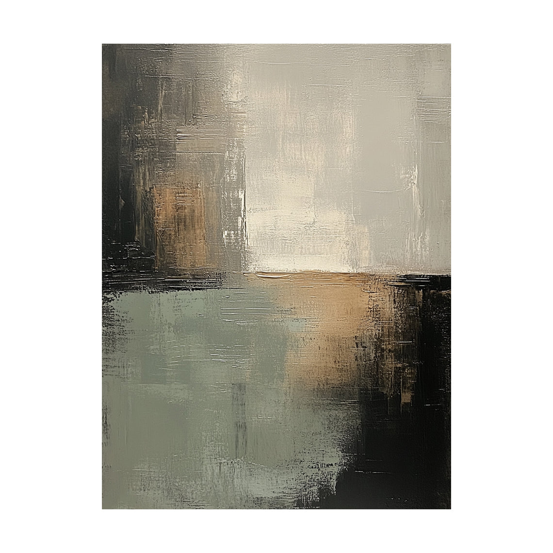 Abstract Black Green Textured Modern Organic Minimalist Luxe Knife Strokes Tactile Art AURA616