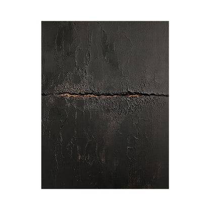 Black Abstract Textured Plaster Wabi-Sabi Gold Accent Sculpted Canvas Minimalist Luxe Tactile Wall Art AURA723