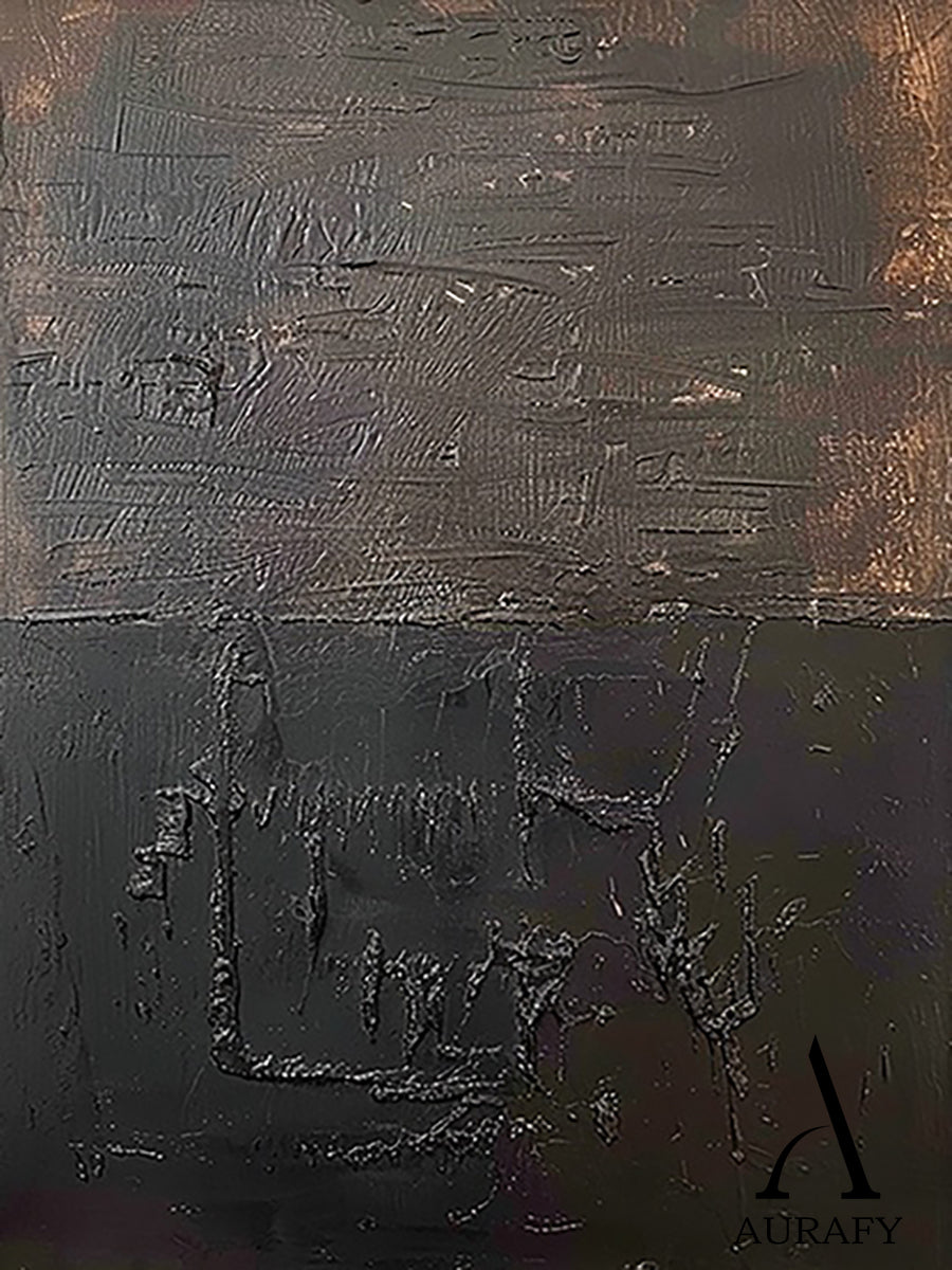 General Abstract Brown Art Thick Impasto Tactile Surface Scratched Industrial Retro Texture AURA477