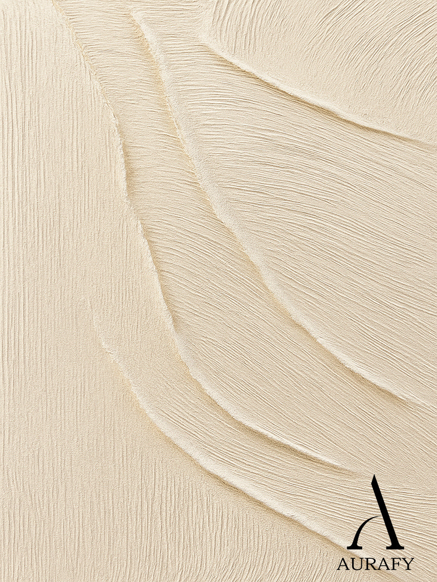 3D Textured Beige Abstract Art Tactile Surface Sculpted Wave Minimalist Luxe Japandi Wall Decor AURA528