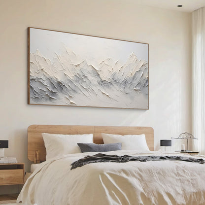 Minimalist Mountain Texture Canvas-Cream & Cool Gray Painting-AURA037