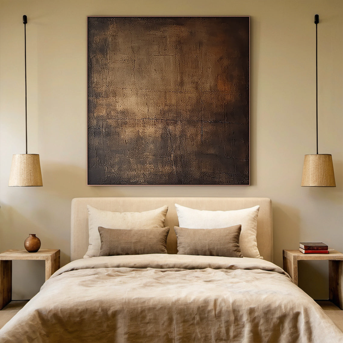 Minimalist Colorfield Wall Art – Bronze & Umber Gradient – AURA016(Square)
