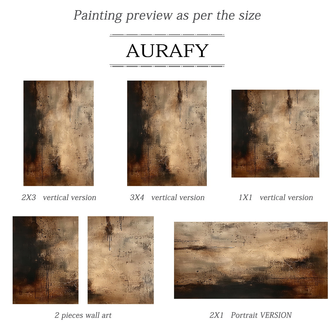 Rain Marks, Brown Drip and Patina Textured Painting AURA874