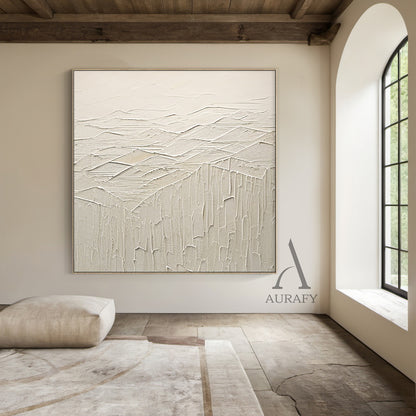 Beige Abstract Art Thick Impasto High-Relief Tactile Sculpted Minimalist Luxe AurafyArt Wall Decor AURA501