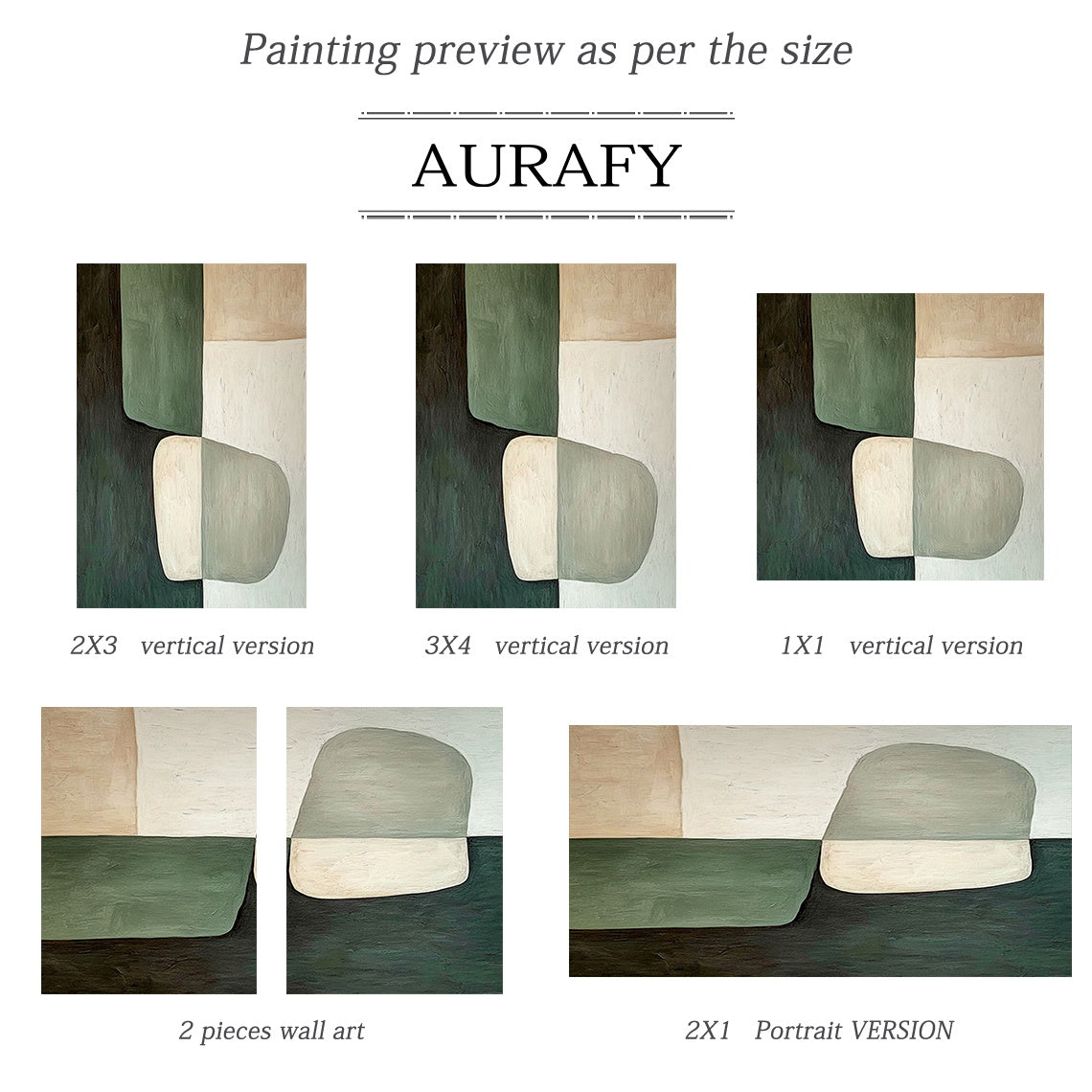 Abstract Green Beige Art with Tactile Brushstroke Texture Modern Organic Minimalist Work AURA612