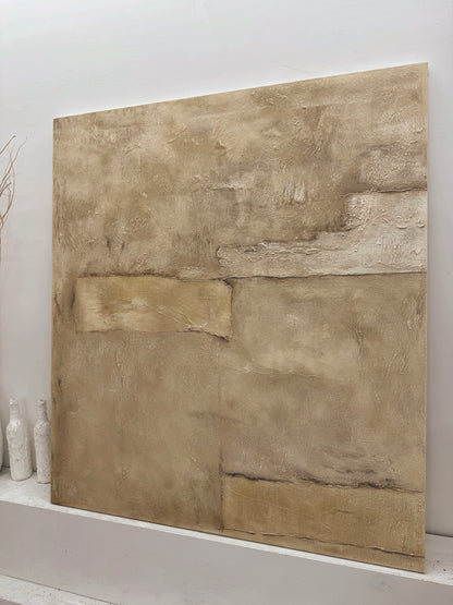 Wabi-Sabi Beige Abstract Plaster Textured Japandi Minimalist Luxe Tactile Knife Stroke Canvas Wall Art AURA736