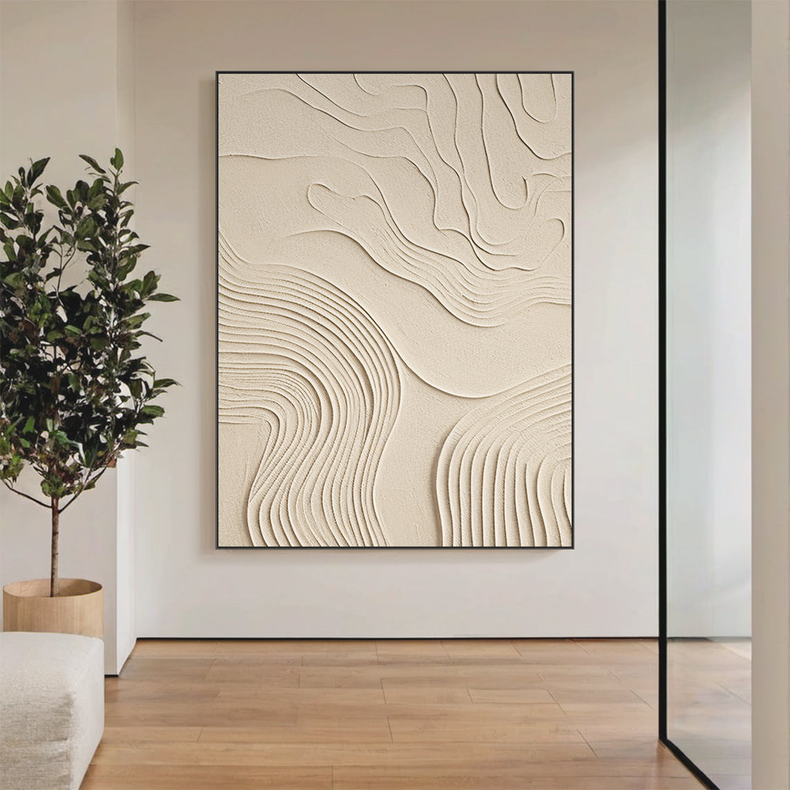 Organic Swirl Canvas – Cream Tones – AURA047(Vertical)