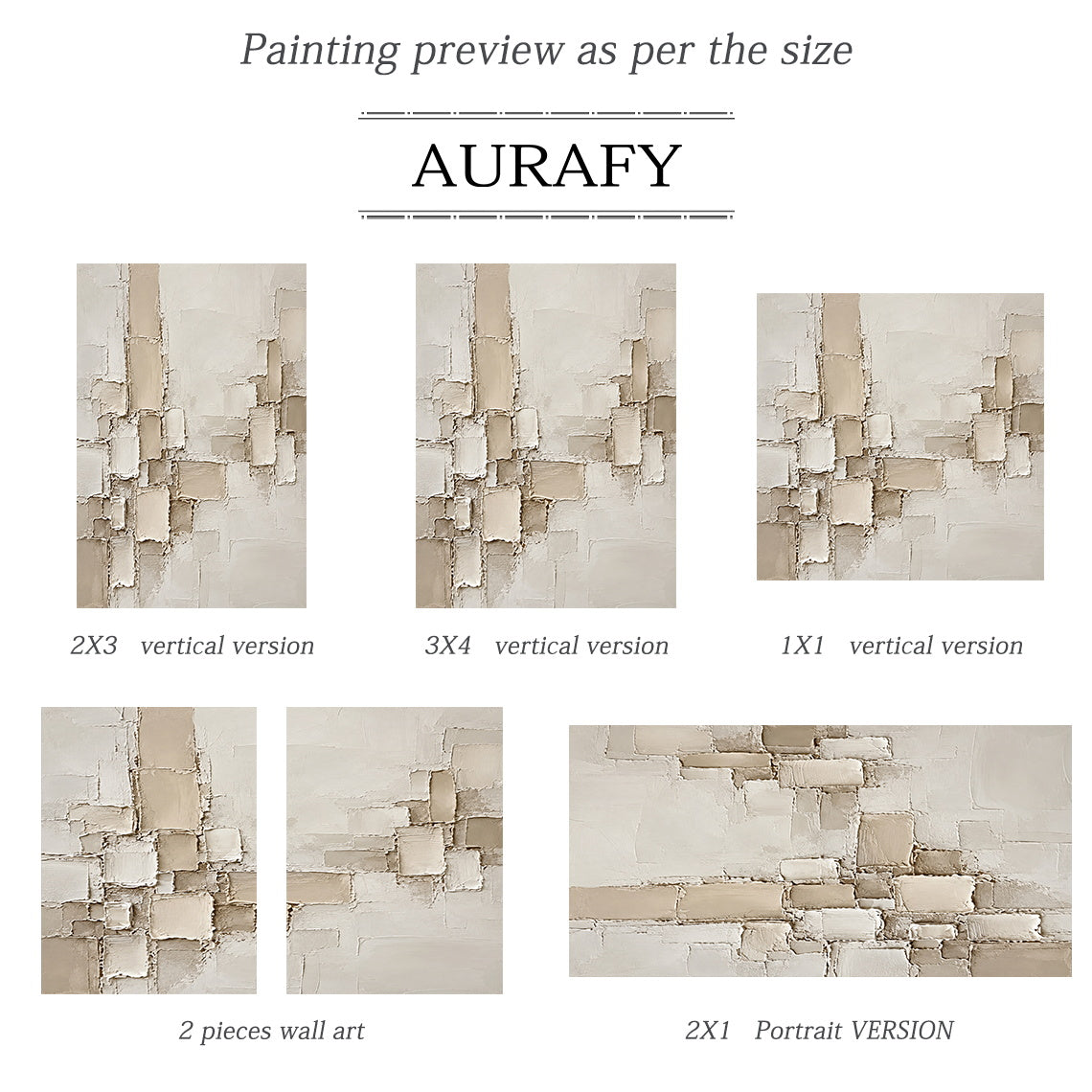Raised Grid, Beige Geometric Impasto Wall Art AURA863