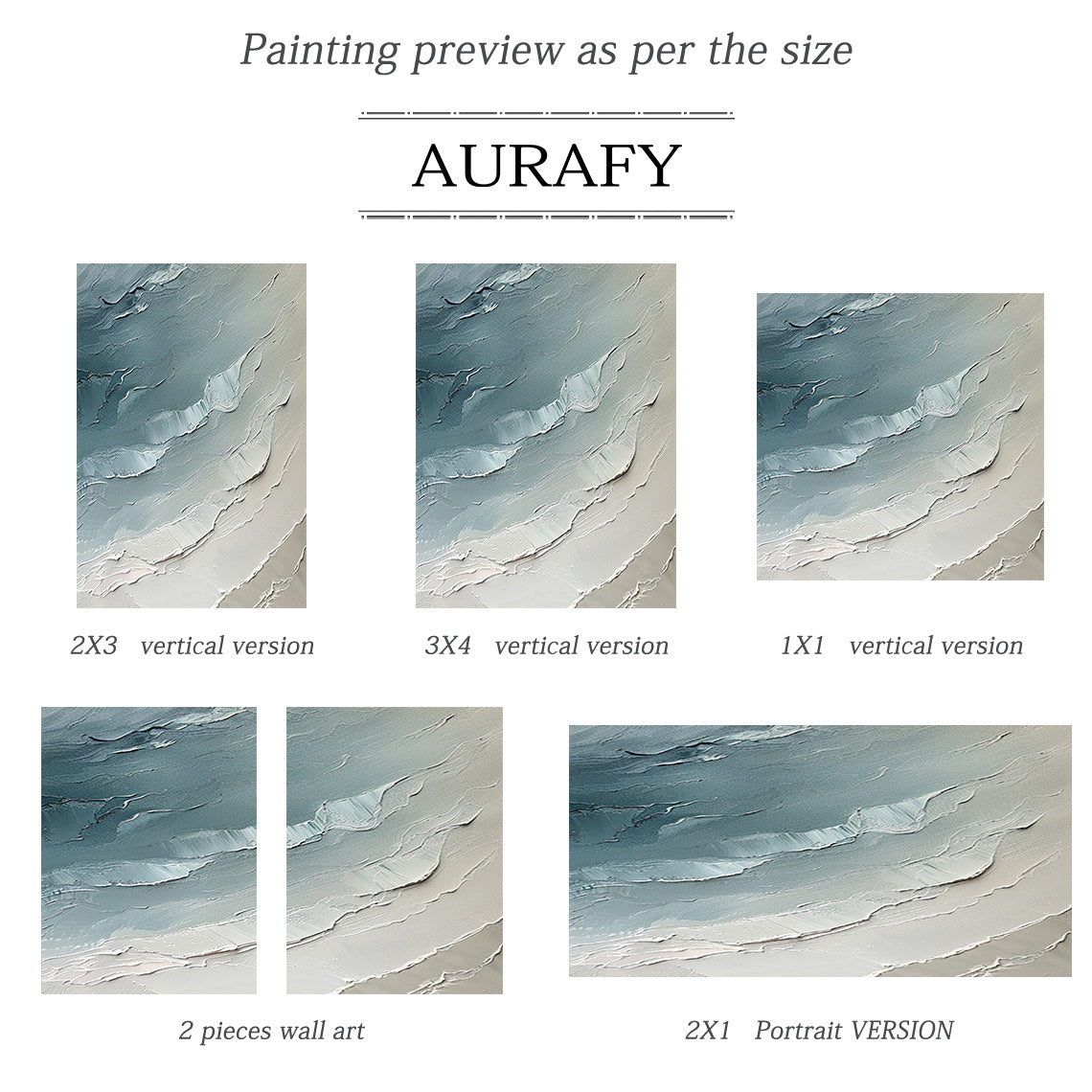 Abstract Ocean Blue Impasto Art with Tactile Sculpted Surface Knife Strokes Abstract Expressionist AURA463