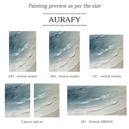 Abstract Ocean Blue Impasto Art with Tactile Sculpted Surface Knife Strokes Abstract Expressionist AURA463