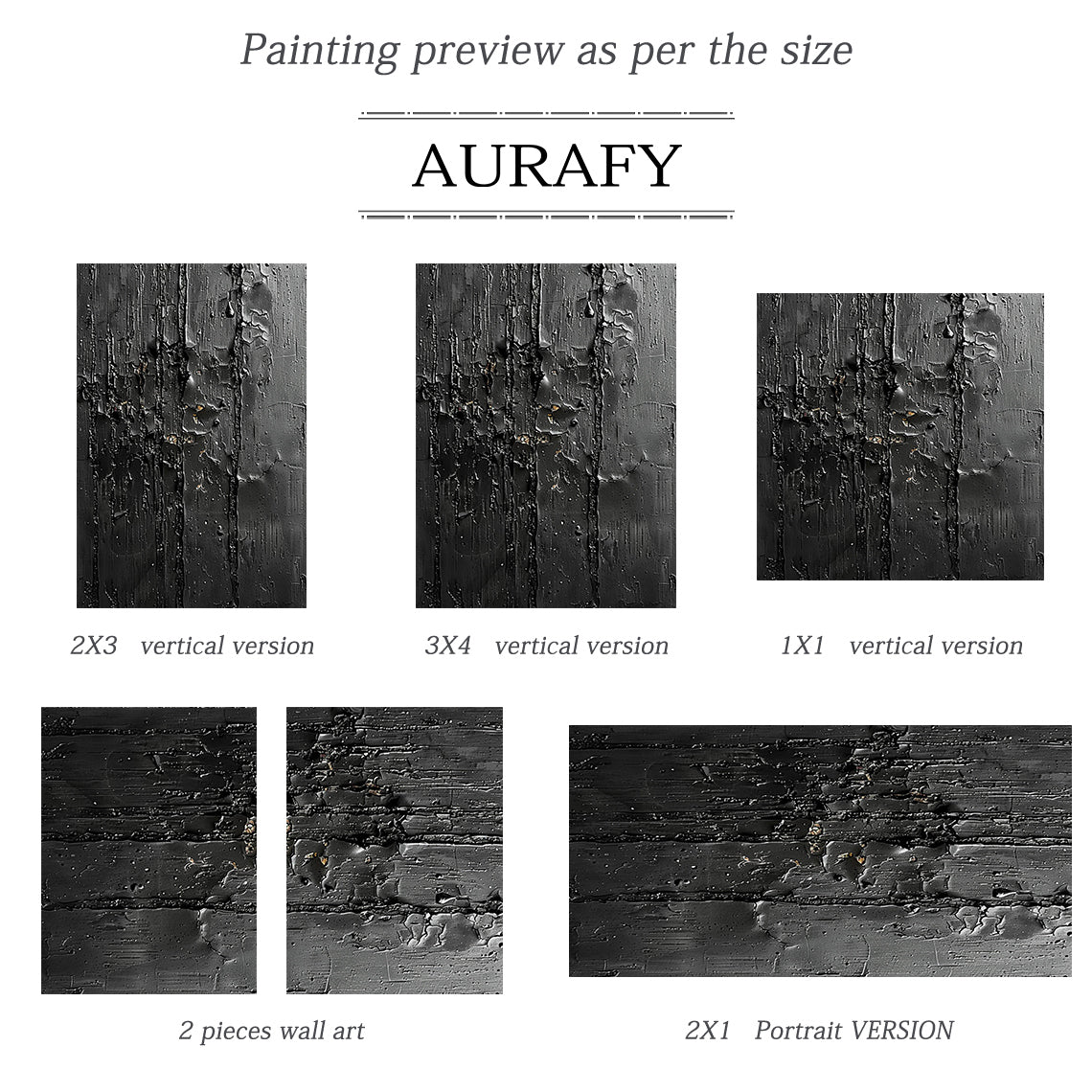 3D Textured Black Abstract Minimalist Painting Cracked Impasto Raised Ridges Tactile Artwork AURA529