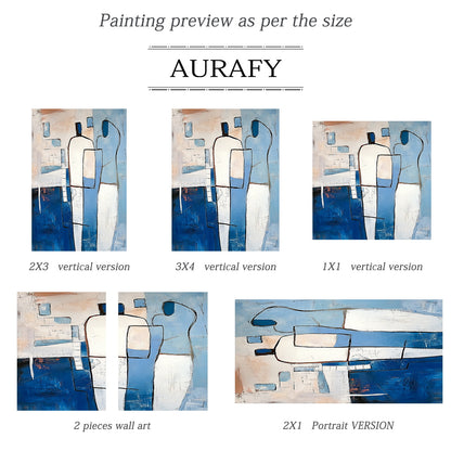 General Abstract Blue Artwork Impasto Texture Expressive Brushstrokes Stylized Human Forms Abstract Expressionist Piece AURA646