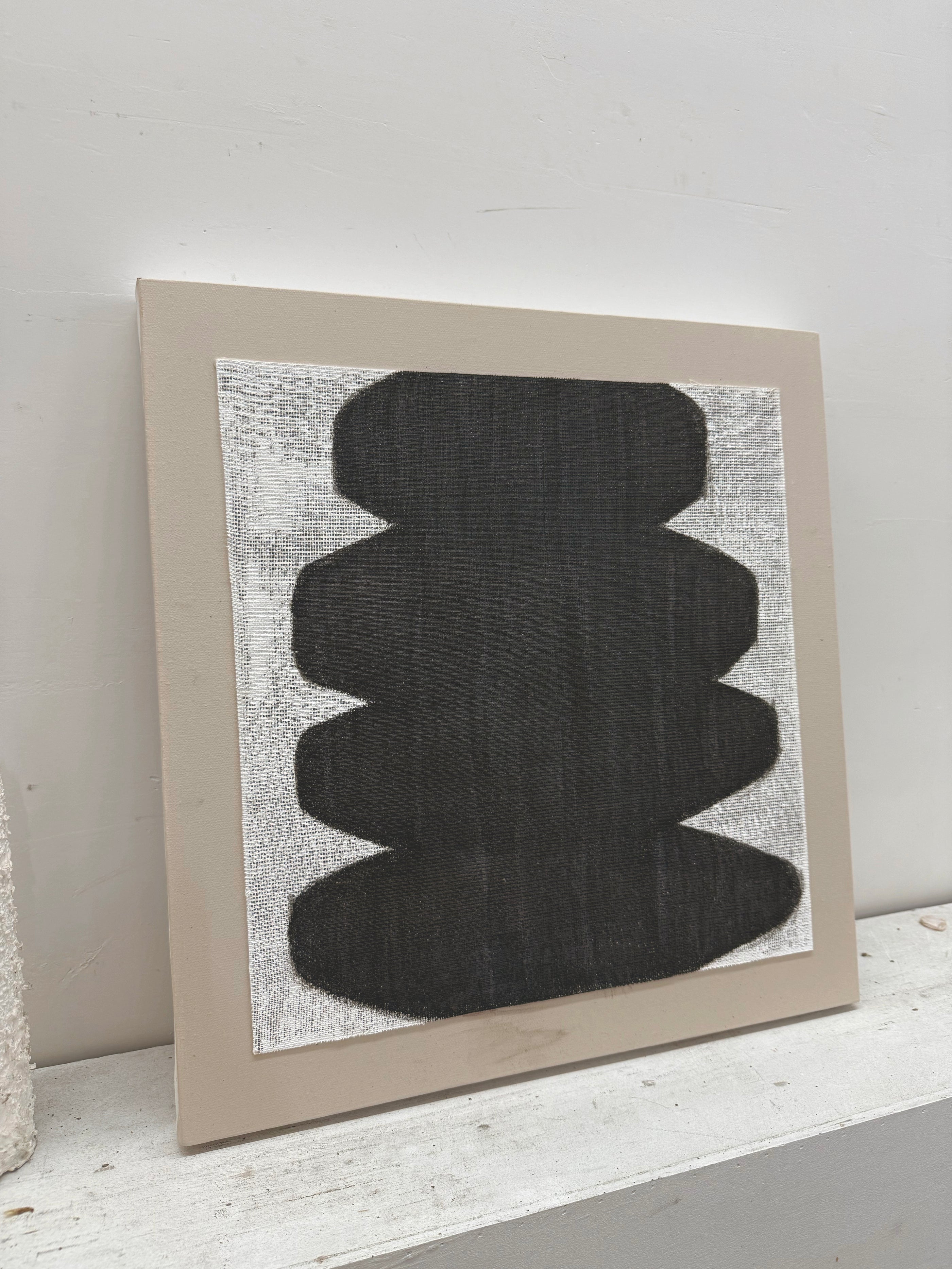 Minimalist Abstract Japandi Tactile Canvas Black Gray Wavy Modern Organic Neutral Home Wall Decor Artwork AURA727