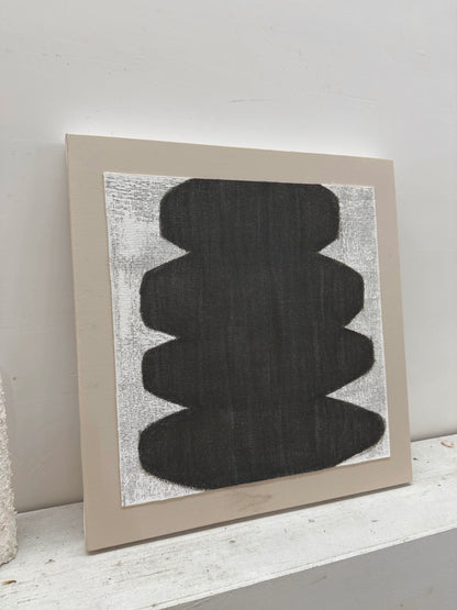 Minimalist Abstract Japandi Tactile Canvas Black Gray Wavy Modern Organic Neutral Home Wall Decor Artwork AURA727