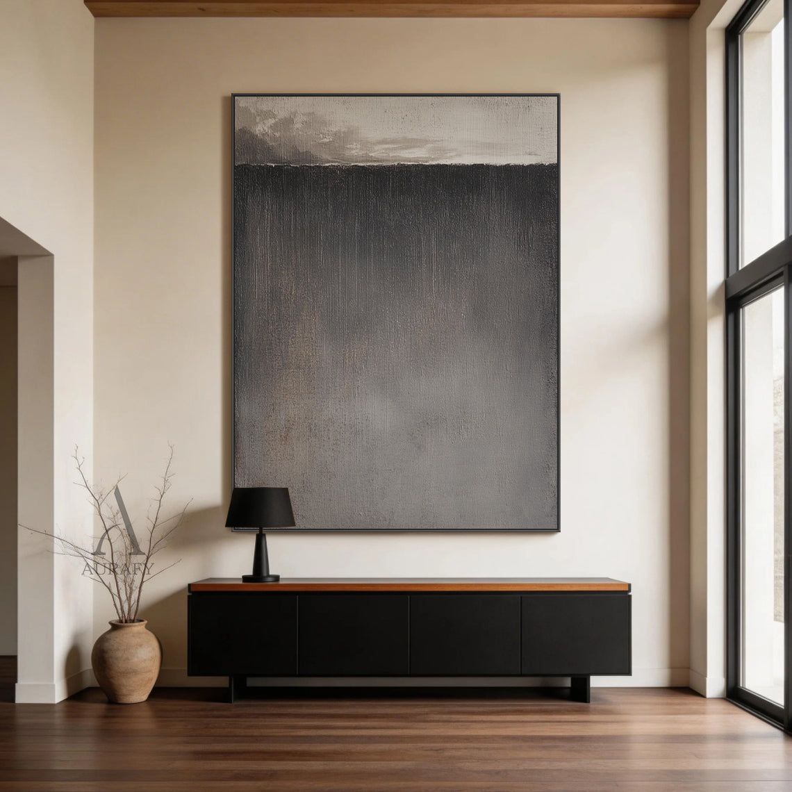 Minimalist Black Gray Wall Art for Modern Living Room Decor AURA385