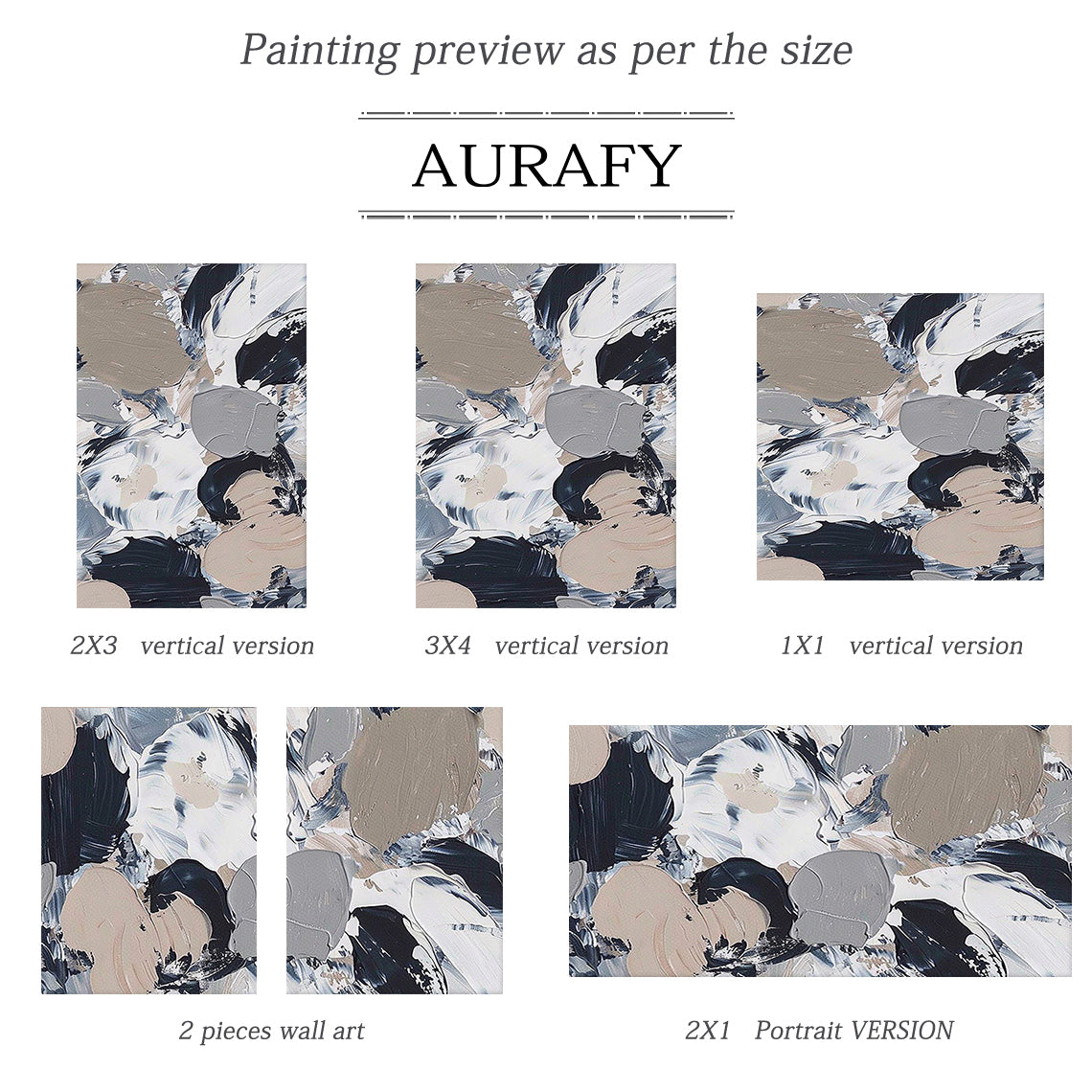 General Abstract Wall Art with Tactile Impasto Texture White Black Beige Modern Organic Design AURA478
