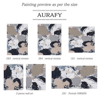 General Abstract Wall Art with Tactile Impasto Texture White Black Beige Modern Organic Design AURA478