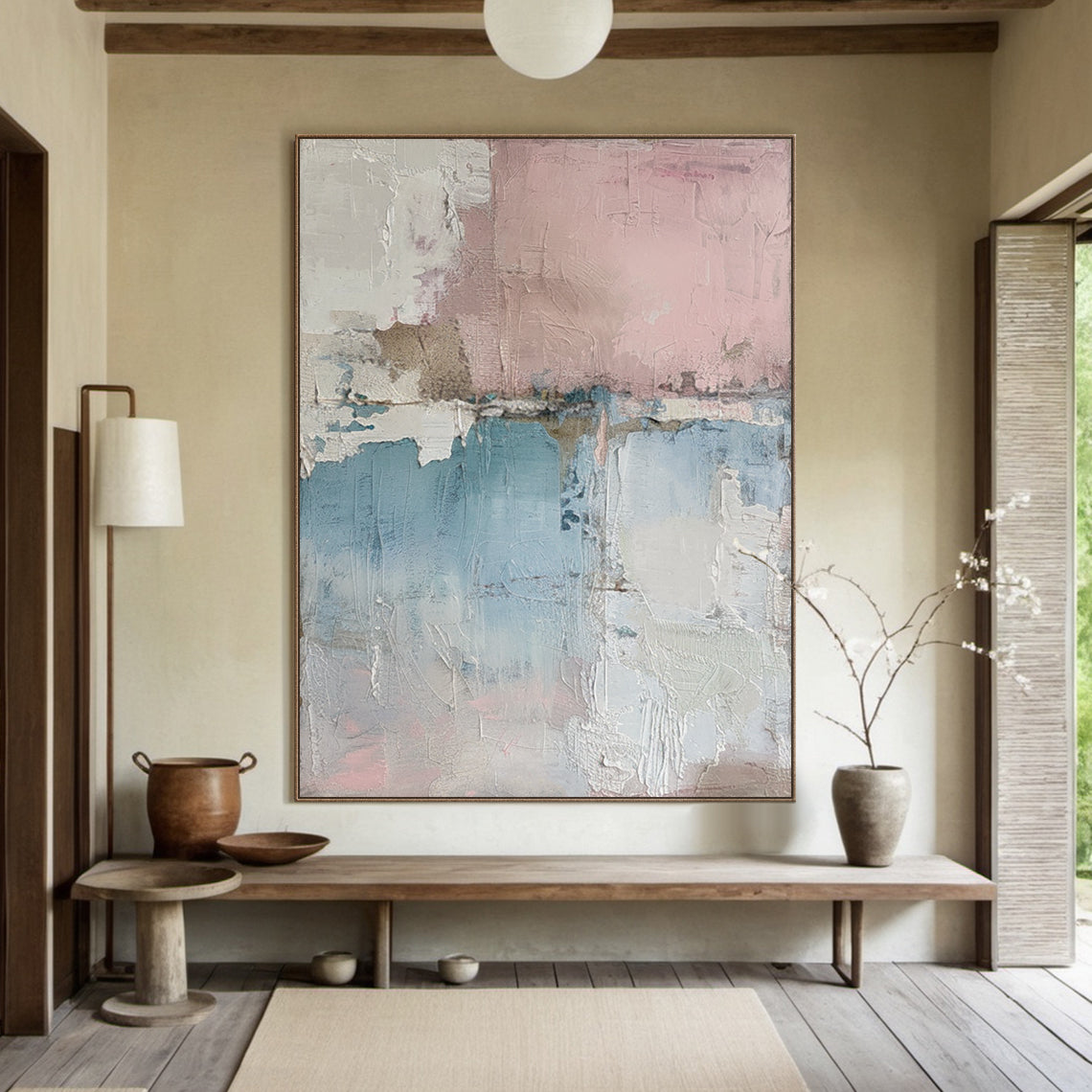 Quiet Balance-Blue & Pink Abstract Field-AURA131