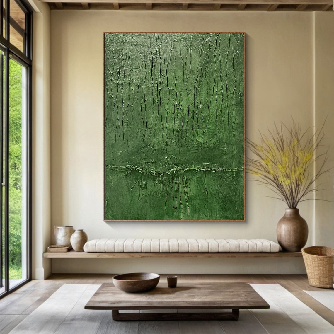 Verdant Stillness-Green Abstract Art-AURA123