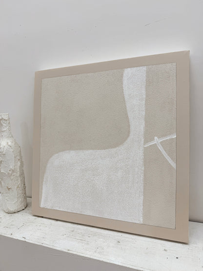 Beige Abstract Plaster Textured Wabi-Sabi Japandi Tactile Canvas Painting Minimalist Luxe Neutral Home Decor AURA738