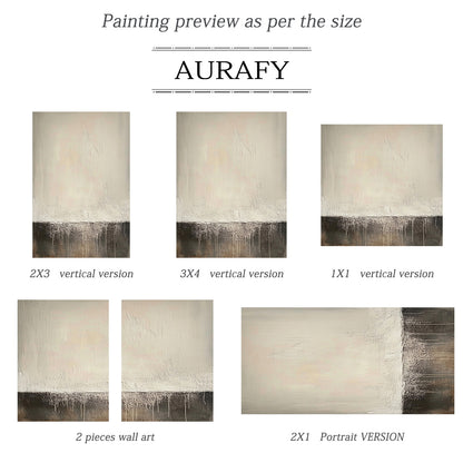 Abstract Beige Black Sculpted Impasto Drip Texture Knife Strokes Tactile Modern Art AURA644