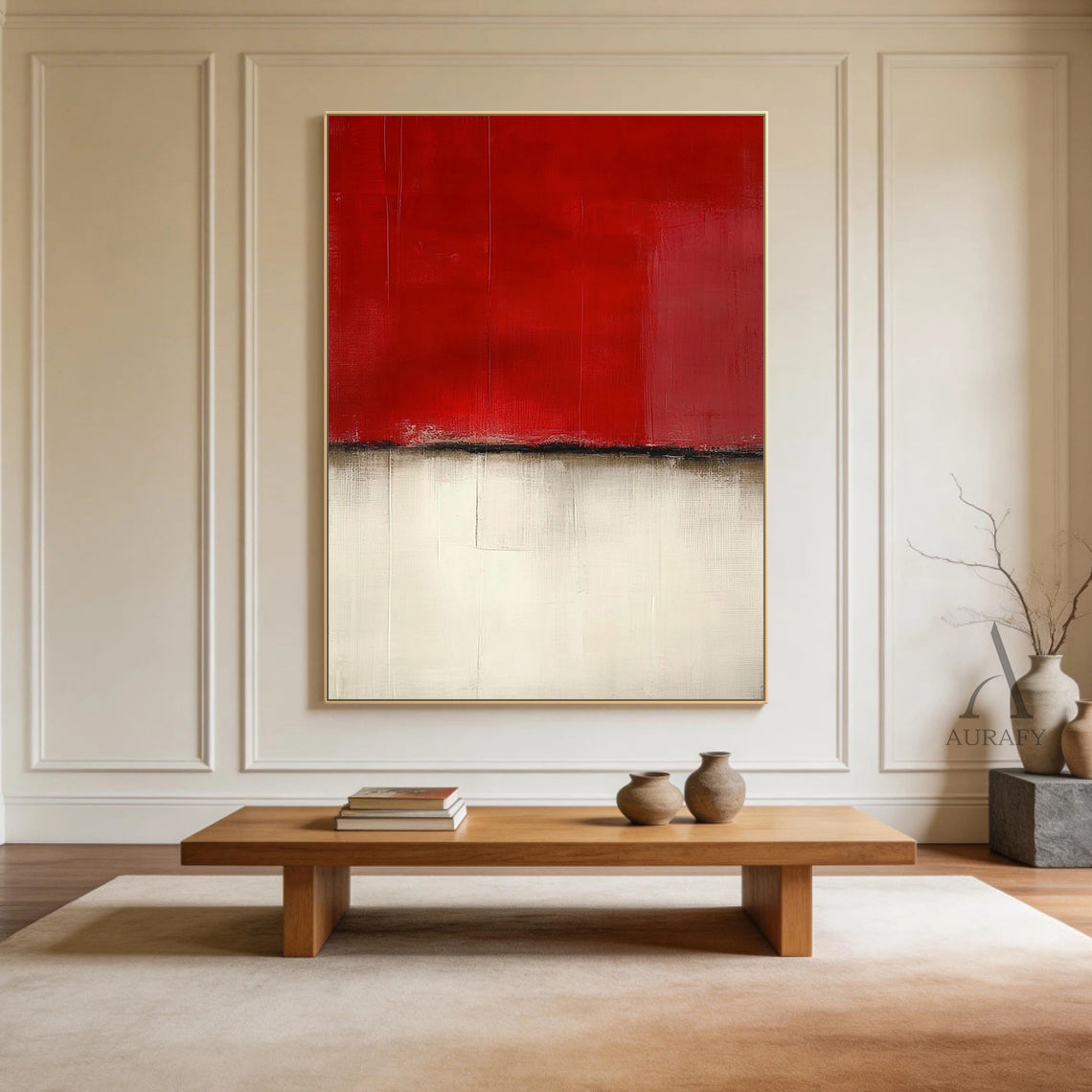Abstract Red Beige Wall Art Modern Living Room Home Decor AURA384
