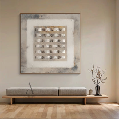 Gray General Abstract Sculpted Art High-Relief Plaster Tactile Surface Modern Organic Design AURA627