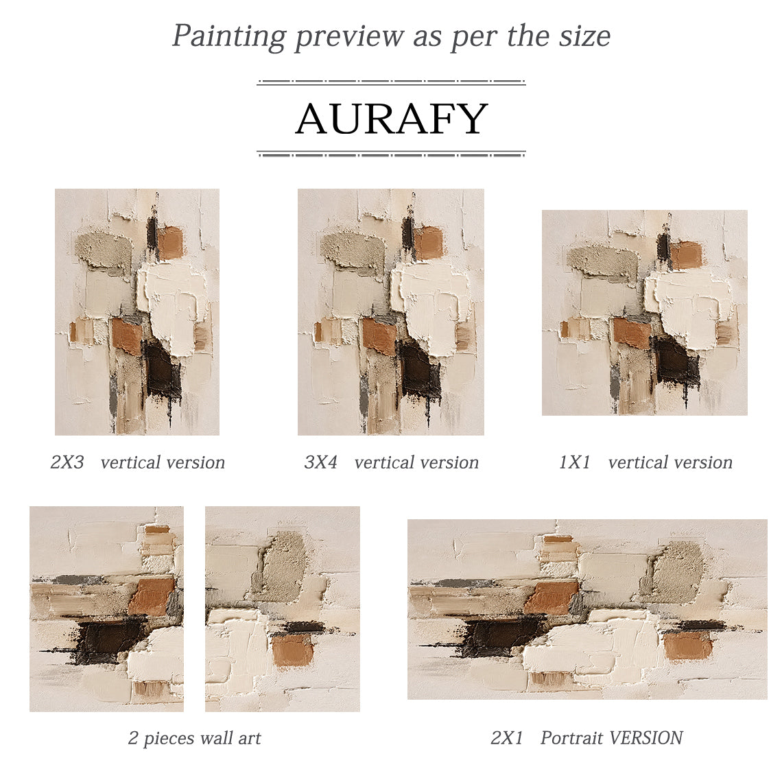 Wabi-Sabi Plaster Textured Abstract Painting Beige Brown High-Relief Knife Stroke Japandi Minimalist Wall Art Decor AURA750