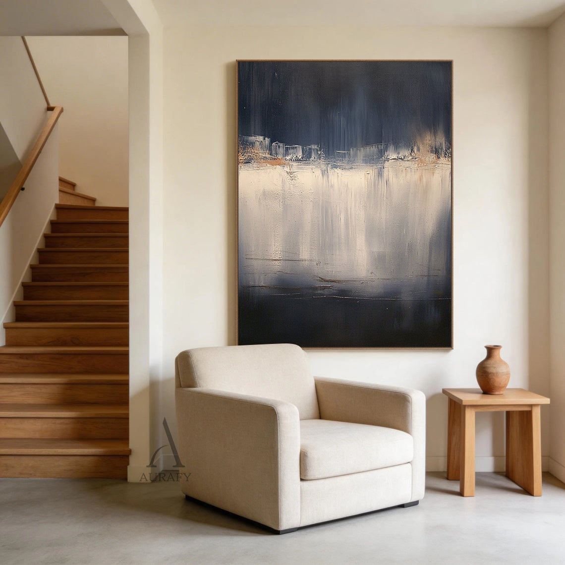 Abstract Black Beige Wall Art for Modern Living Room Decor AURA367
