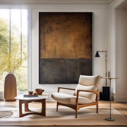 Modern Abstract Brown Textured Wall Art for Living Room Decor - AURA189
