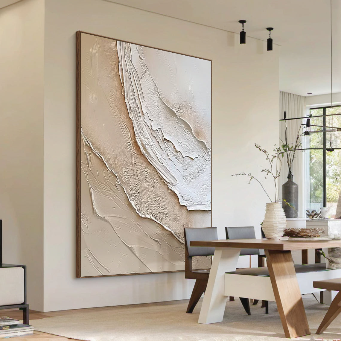 Organic Wave Texture Canvas-Cream & Taupe Tones-AURA007