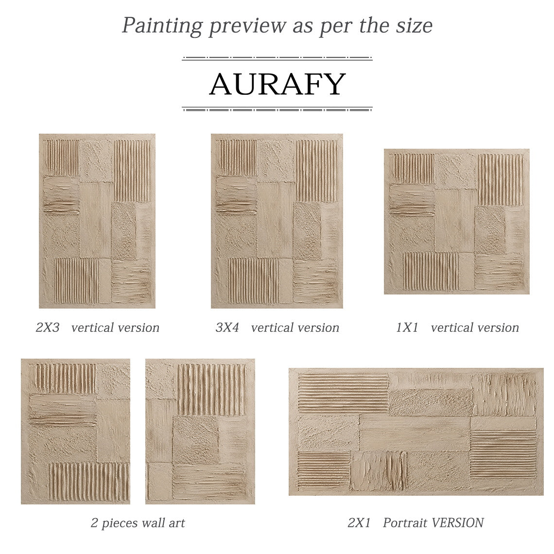 Sand Grid, Beige Brown Ribbed 3D Abstract Painting AURA860