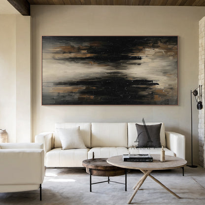 Brown Abstract Expressionist Art Thick Impasto Drip Tactile Textured Modern Organic Canvas AURA507