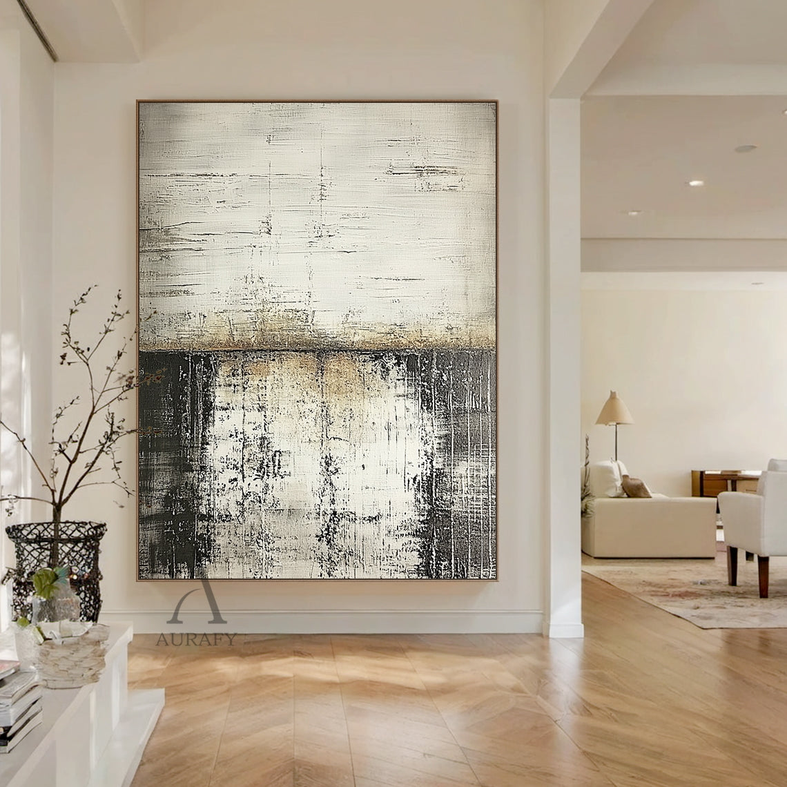 Abstract Beige Gray Art with Tactile Scratch Marks Industrial Vintage Worn Texture AURA631