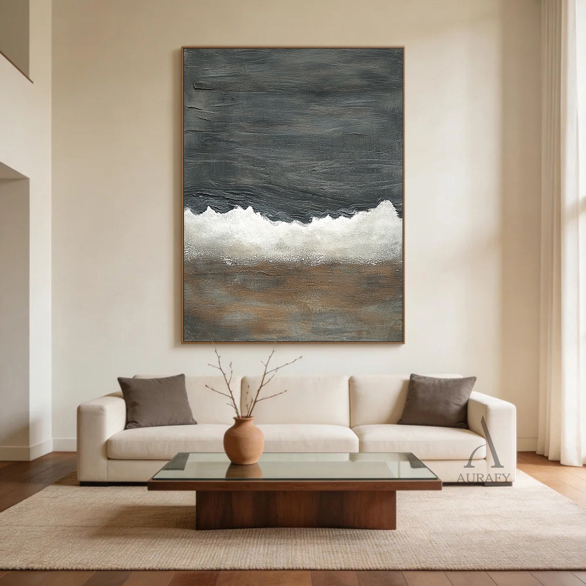 General Abstract Black Brown Wall Art for Living Room Decor AURA279