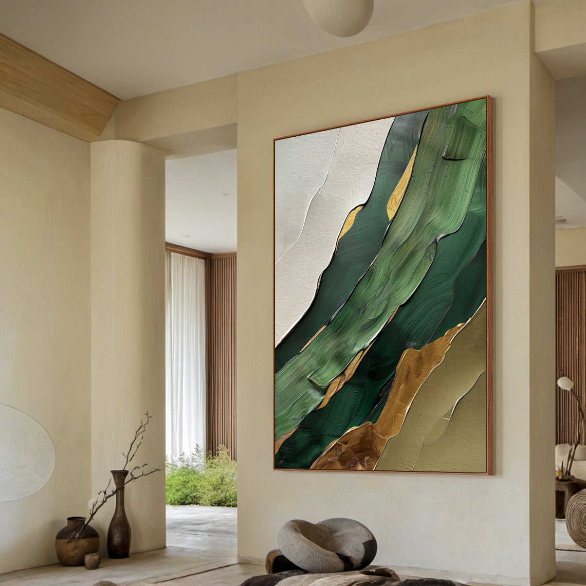 Verdant Flow-Green Abstract 3D Texture Art | AURA121