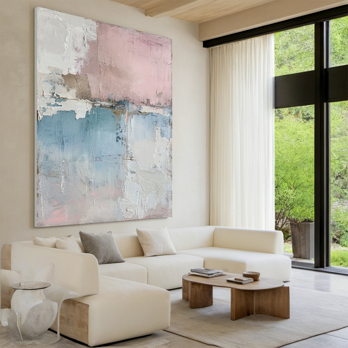 Quiet Balance-Blue & Pink Abstract Field-AURA131