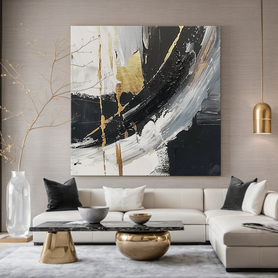 Dark Axis-Black & Gold Abstract Texture Art-AURA127