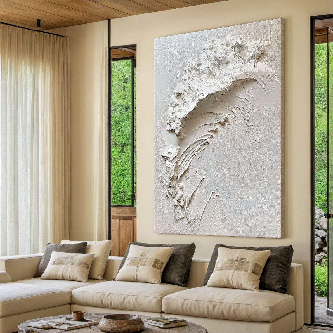 Silent Surge-White Waves & Sky 3D Touch Art-AURA120