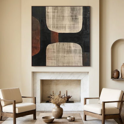 Geometric Earth Tone Abstract Wall Art – AURA056(Vertical)